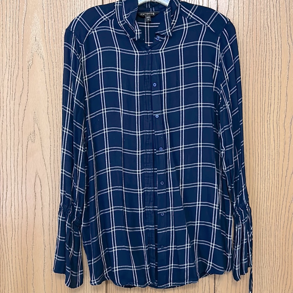 Navy button down